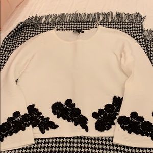 Cream appliqué sweater by INC. Worn once!